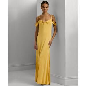 Lauren Ralph Lauren Women's Off-The-Shoulder Jersey Gown size 18 yellow